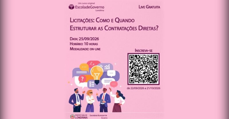 Londrina promove palestra online sobre contratações diretas em licitações
