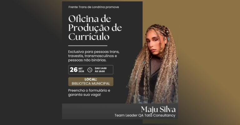 Londrina oferece oficinas gratuitas para população trans sobre poesia e mercado de trabalho