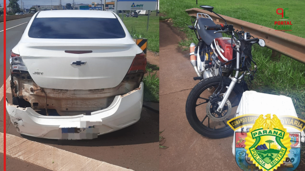 Colisão traseira deixa motociclista ferido na PR-445 em Cambé