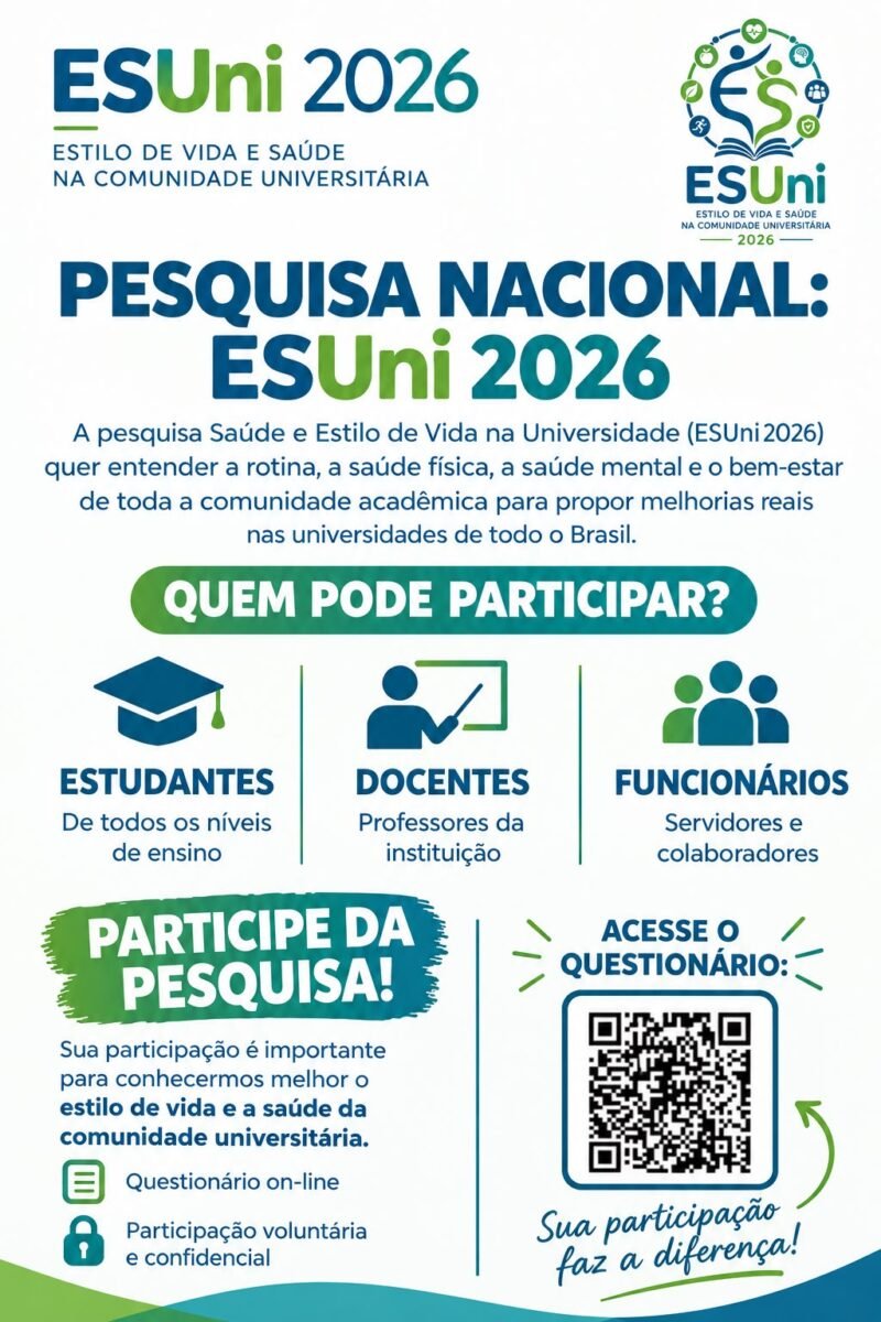 Pesquisa nacional avalia saúde e bem-estar de universitários